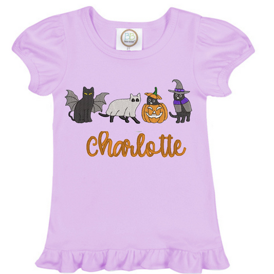 Kitty Costume Halloween Embroidered Shirt