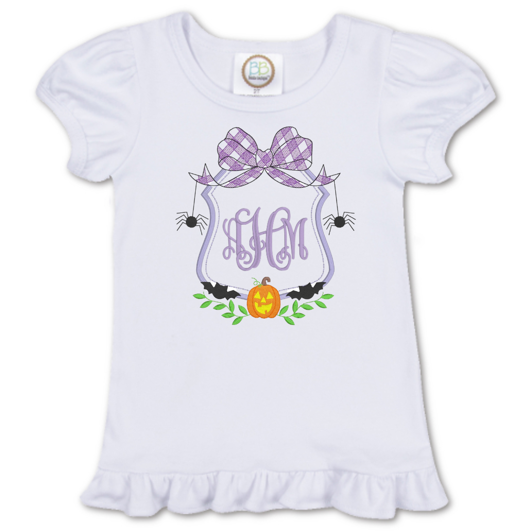 Girls Halloween Crest with Monogram