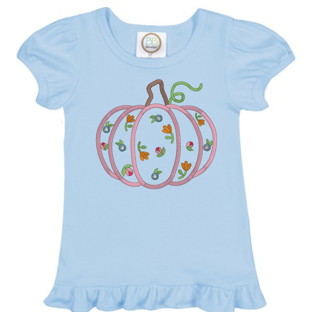 Floral Pumpkin Tee with Name