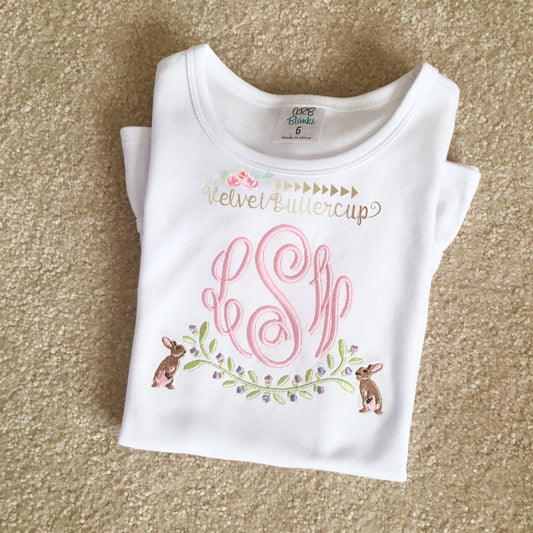 Easter Shirt - Heirloom Easter Monogram - Easter Monogram Frame - Easter Bunny Monogram From - Antique Style Easter Shirt