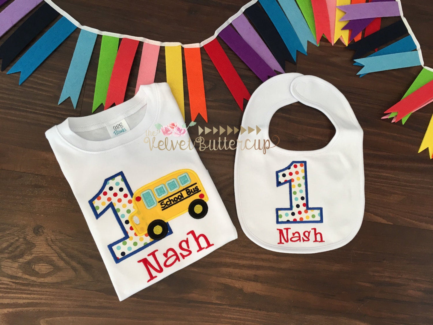 Wheels on the Bus Birthday Applique Shirt with Name