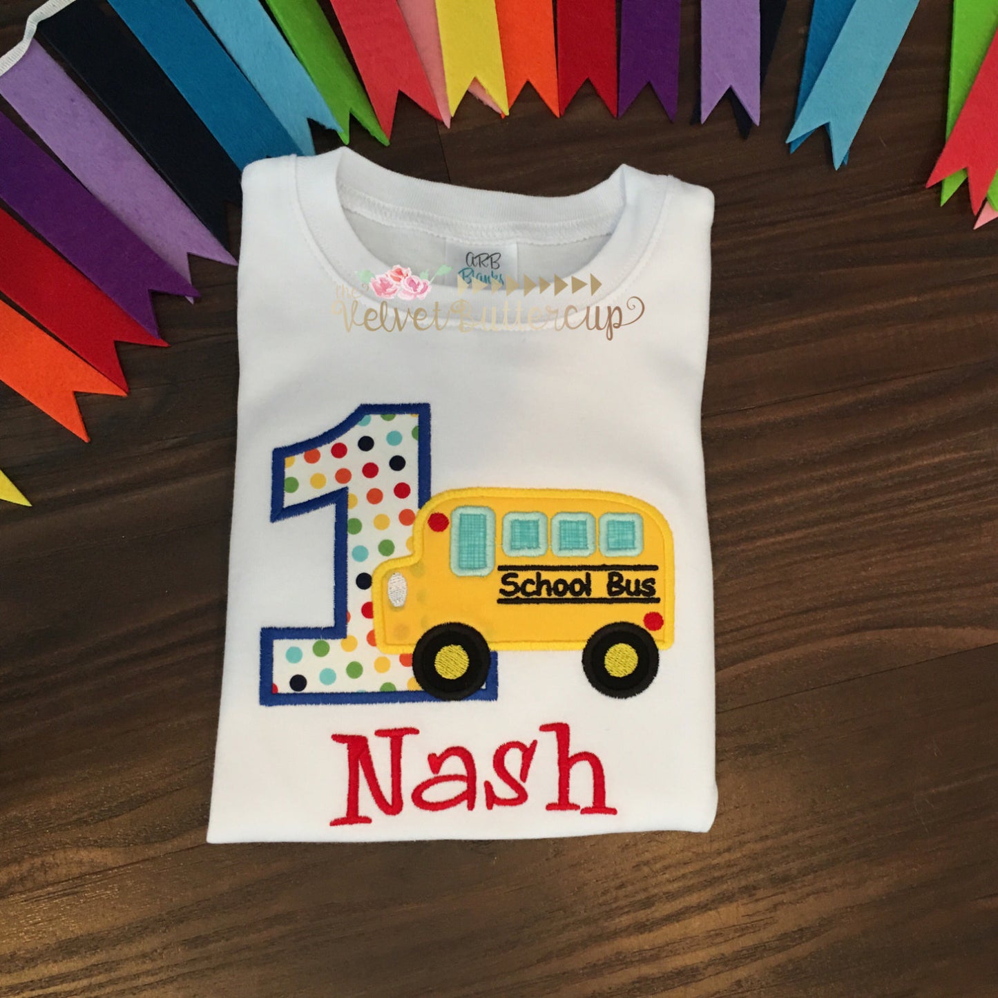 Wheels on the Bus Birthday Applique Shirt with Name