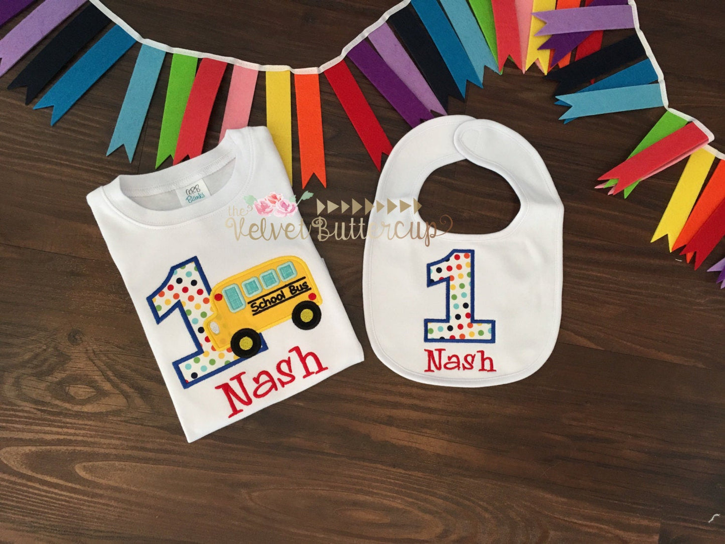 Wheels on the Bus Birthday Applique Shirt with Name