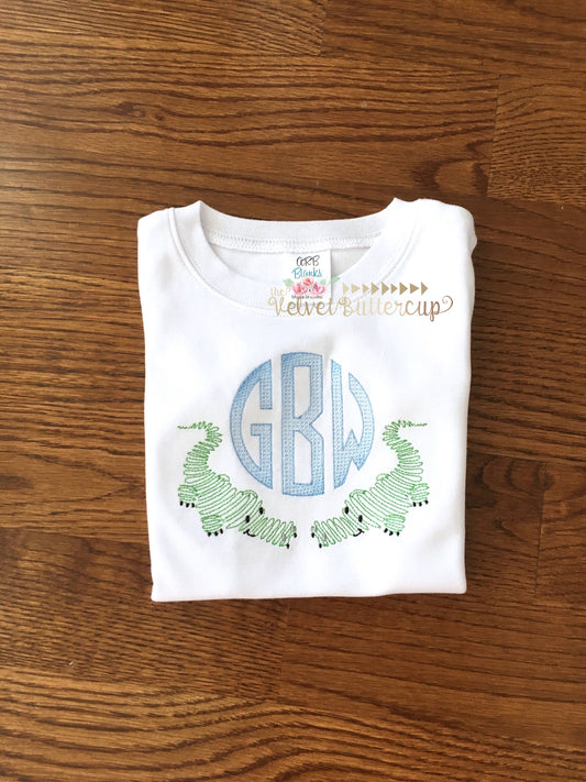 Crocodile Shirt - Boys Personalized Shirt - Monogram Shirt - Summer Shirt - Monogrammed Shirt - Vintage Monogram - Crocodile - Applique