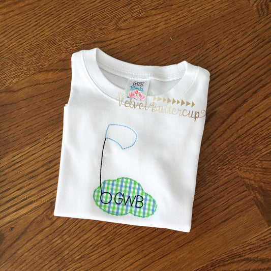 Golf Shirt - Boys Personalized Shirt - Monogram Shirt - Summer Shirt - Monogrammed Golf Tee - Vintage Golf - Vintage Applique