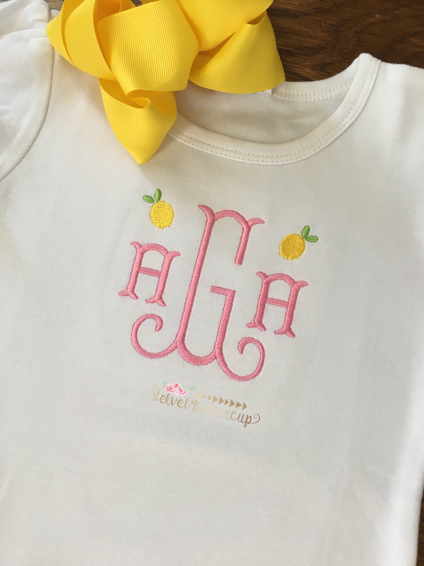 Girls Monogram Shirt - Girls Personalized Shirt - Lemon Monogram - Lemon Shirt - Summer Shirt - Spring Shirt - Heirloom Monogram