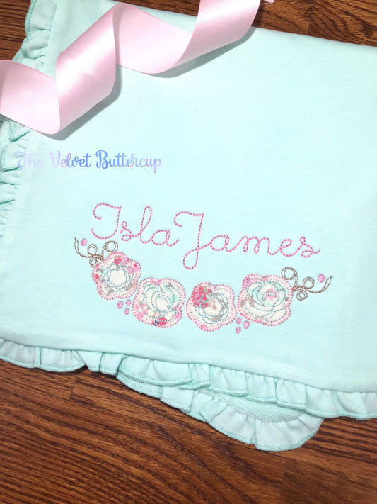 Floral Burp CLoth with Name or Monogram