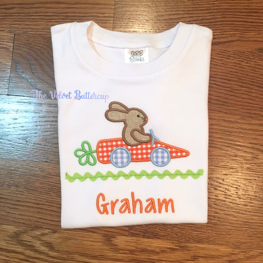 Easter Shirt - Bunny Shirt - Bunny Car - Bunny Car Shirt - Easter Applique Shirt - Easter Bunny Applique