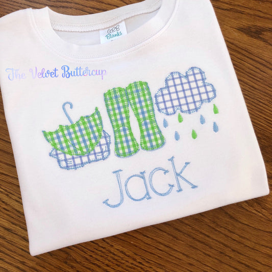 Boys Boots Shirt - rainboots Shirt - Spring Shirt - Boys Spring Shirt - Boys Personalized Shirt - Boys Custom Shirt - Boys Monogram Shirt