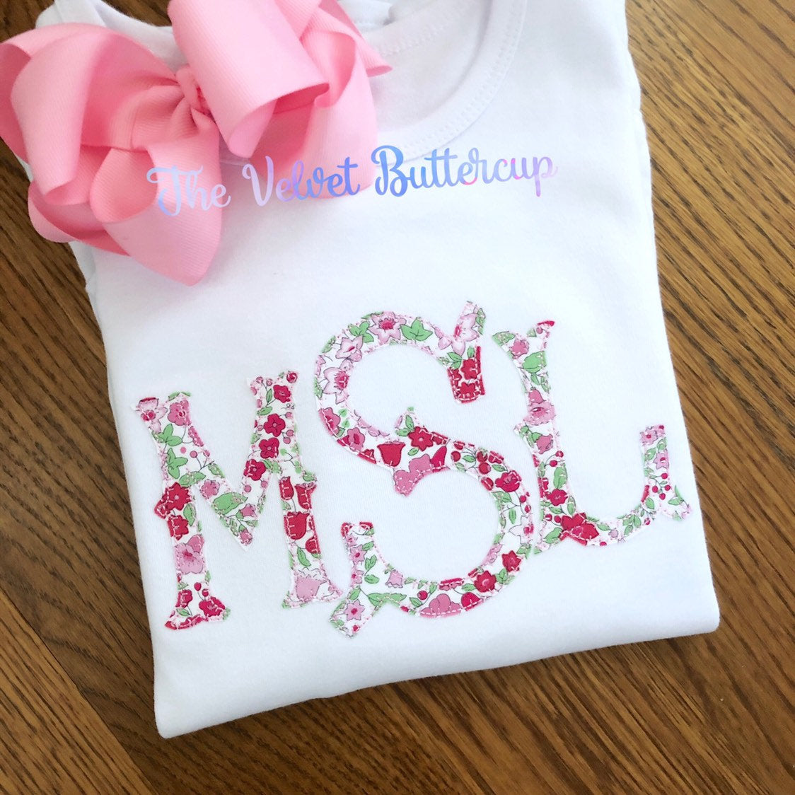 Floral Monogram Shirt - Monogrammed Shirt - Applique Monogram Shirt - Applique Shirt - Summer Shirt - Personalized Shirt - Girls Monogram