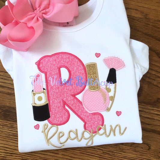 Spa Party Shirt - Spa Birthday Shirt - Party Shirt - Makeup Birthday Shirt - Applique Shirt - Nail Polish Shirt