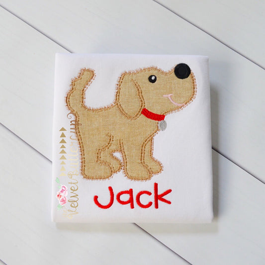 Dog Shirt - Boys Shirt - Puppy Shirt - Doggy Shirt - Custom Dog Shirt - Personalized Dog Shirt - Personalized Puppy Shirt - Appliqued Shirt