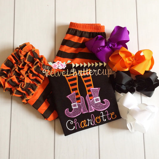 Halloween Shirt -Witch Shirt - Witch Feet Shirt - Spooky Shirt - Monogram Halloween Shirt -  Personalized Halloween Shirt