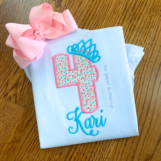 Floral Birthday Shirt with Tiara