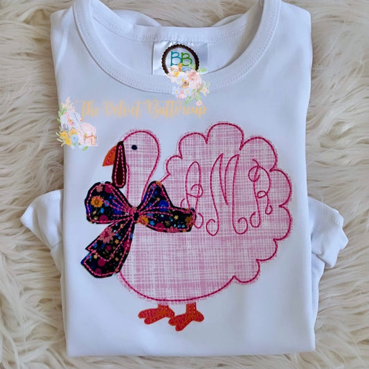 Turkey Appliqué Tee with Floral Bow