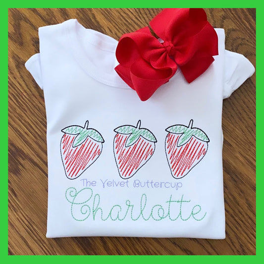 Strawberry Embroidered Design