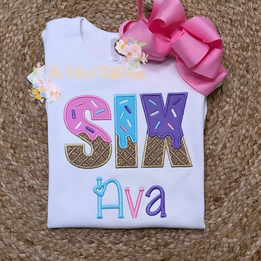 Ice Cream Birthday Appliqué Shirt