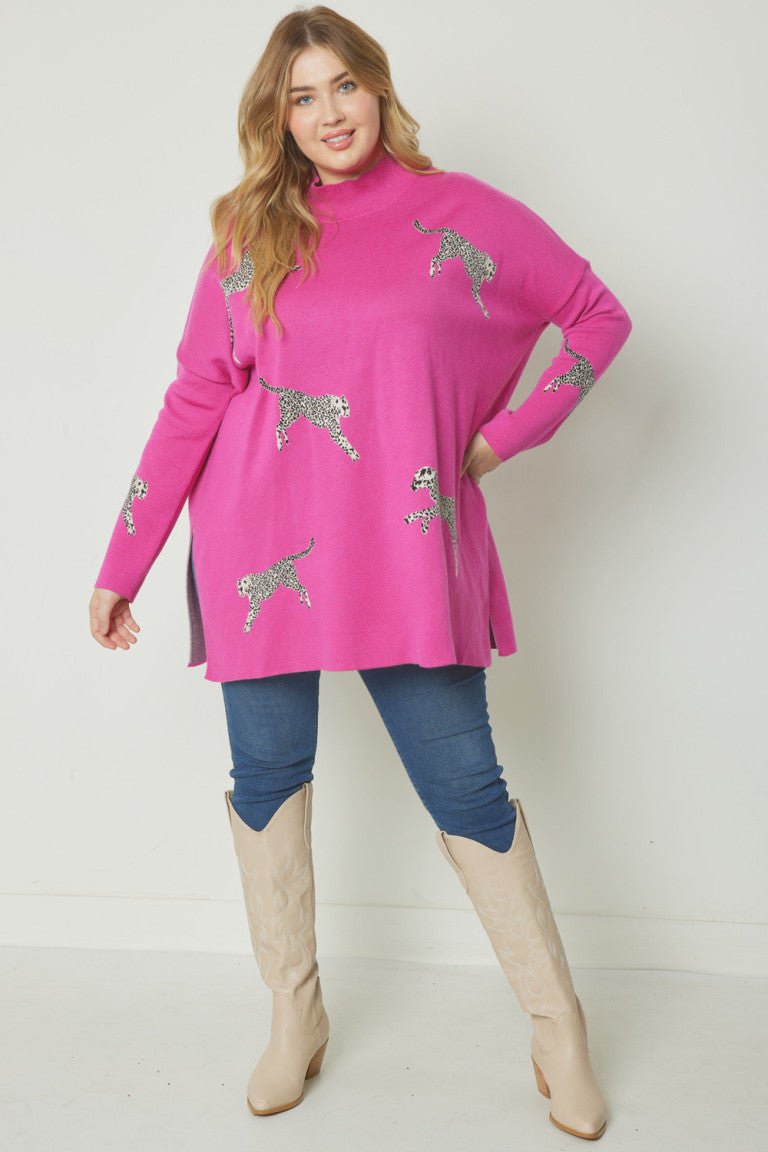 Sweater with Leopards Extended Sizes