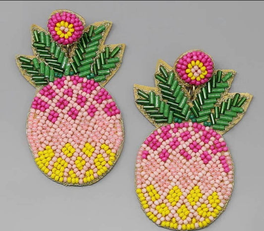 Pineapple Beaded Earrings