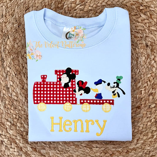 Train with Mouse and Friends Appliqué Shirt