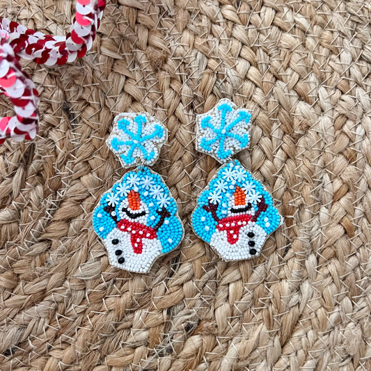 Snowman Beaded Earrings