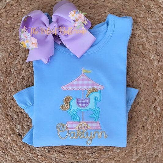 Carousel Horse Fair Appliqué Shirt with Embroidered Name