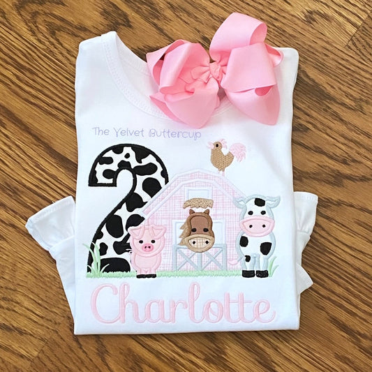 Farm Animal Girls Birthday Shirt