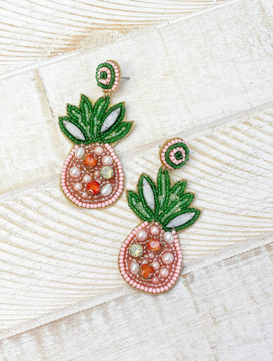 Beaded Pineapple Earrings