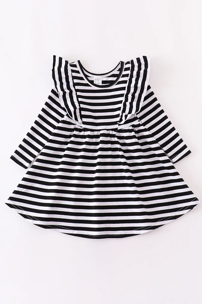 Fall Stripe Dress with Single Letter Monogram