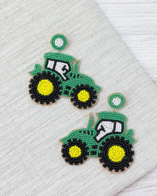 Beaded Tractor Earrings!