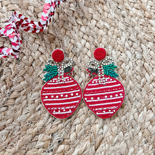 Christmas Ornament Beaded Earrings