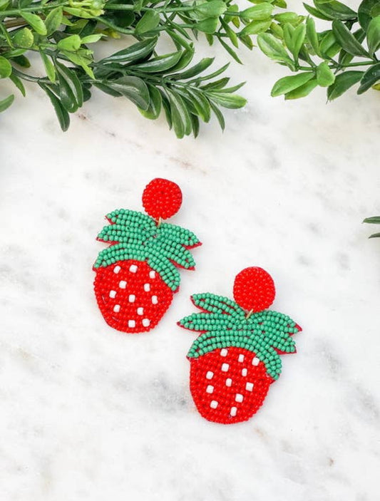 Beaded Strawberry Earrings!